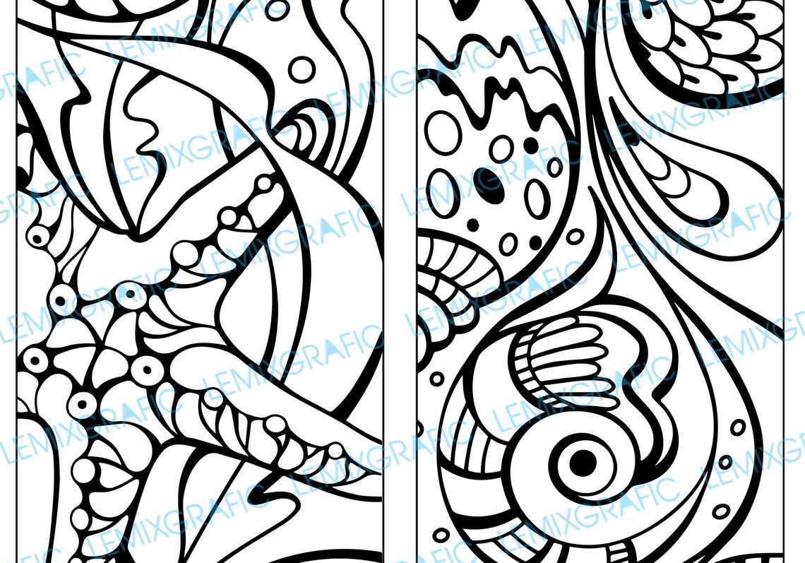 4 sets Coloring Bookmarks Tropical reef for summer creativity | Etsy