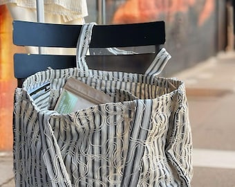 Market Bag with 6 Pockets: Reusable Farmer's Market Tote