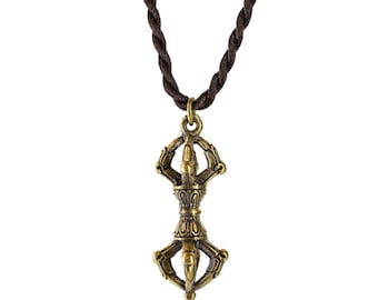 Dorje Vajra *Large* Brass Pendant Necklace (1.34")