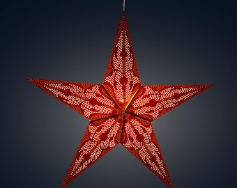 Artschatz Paper Star Lantern ~ Marrakesh 5 Point 24 inch -  Sienna Brown | Black | Blue - Light and Cable included - with magnetic closure