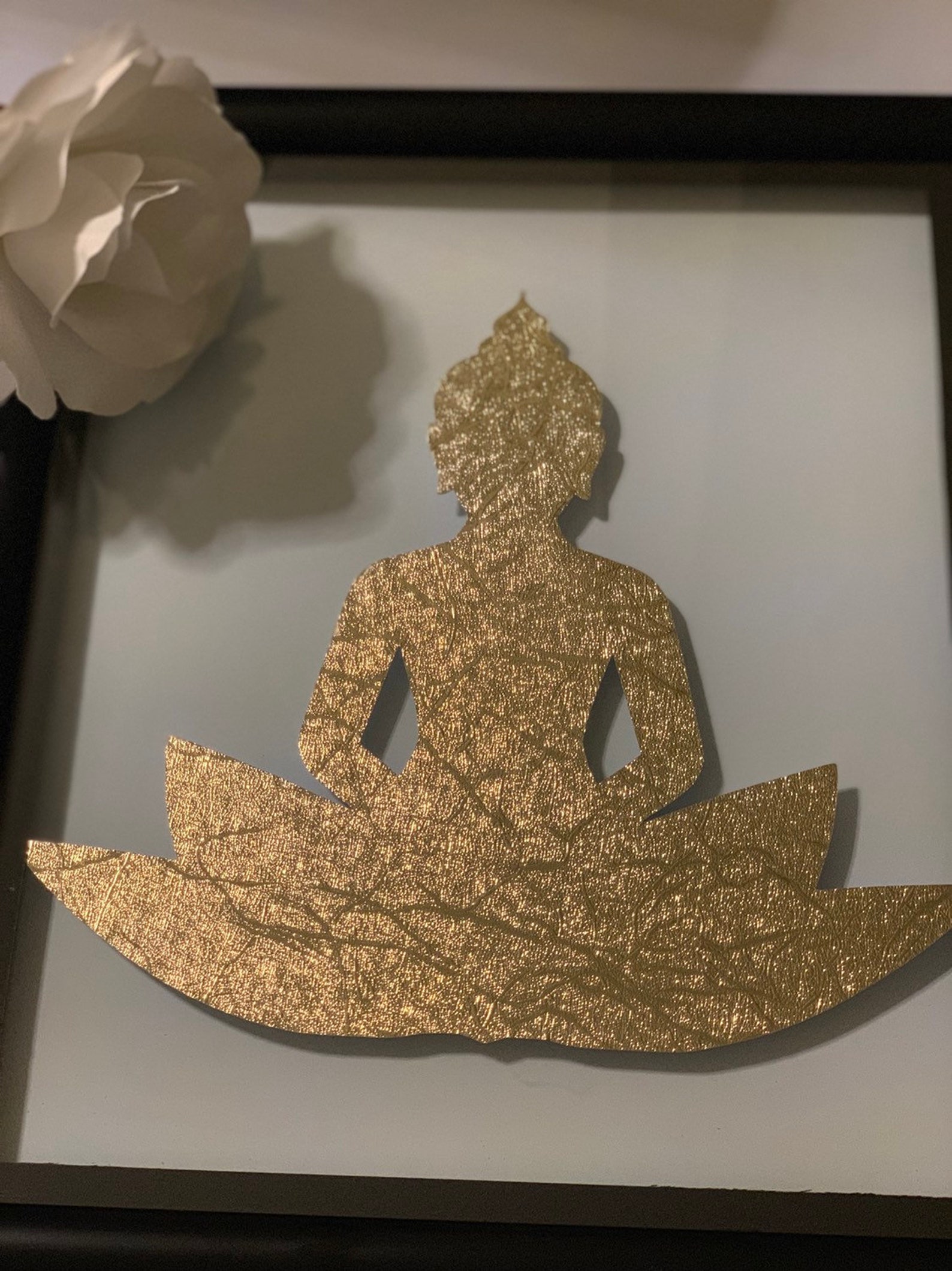 Gold Buddha Wall Art 11x13 Black Floating Frame Art Yoga Etsy