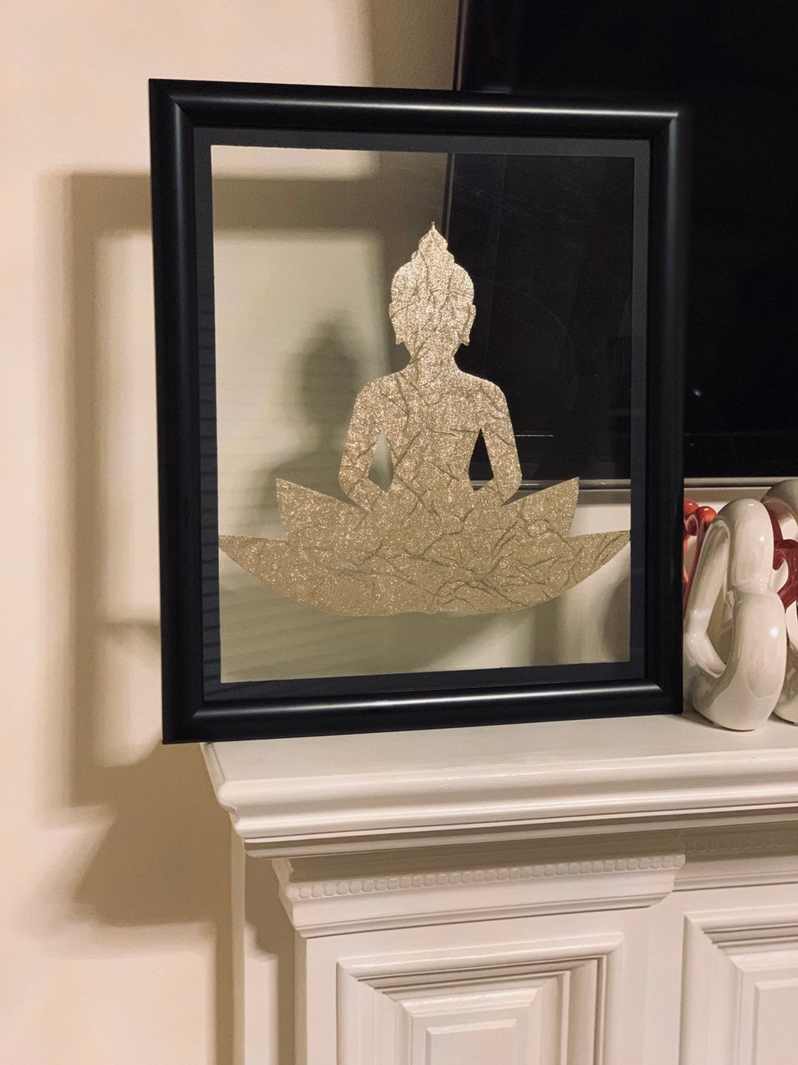 Gold Buddha Wall Art 11x13 Black Floating Frame Art Yoga Etsy