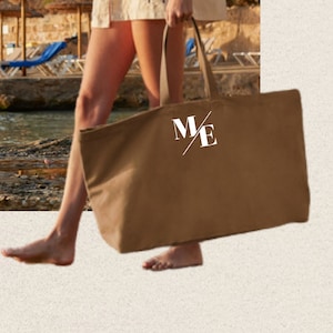 Strandtasche XXL Personalisiert Monogramm XXXL Oversizetasche Initial Personalisierbare Beach-Bag Maxi Canvas Shopper Misses Müller Bild 1