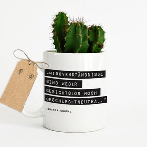 Tasse "Missverständnis sind weder Gesichtslos noch Geschlechtsneutral" Spruch, Geschenkidee Haltung Gesellschaft Motivation - MissesMueller