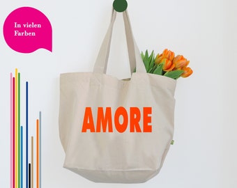 Strandtasche XXL Amore Liebe - Neon Beachbag Personalisiert - Tasche Extragroß - Geschenk Geburtstagsidee Geburtstagsgeschenk - 45spaces