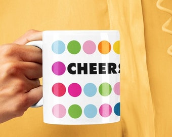 CHEERS - Cocktail Becher Freche Party Tasse - Kaffeetasse Bunte Punkties - Lustiges Teenager Mädchen Junge Geschenk Gute-Laune - 45spaces