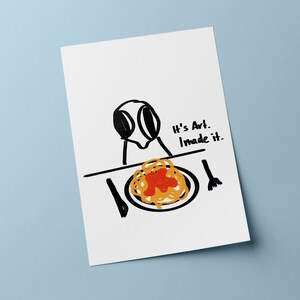 Poster *Spaghetti Kunst* - Comic Diät Art Print Zuhause Küche Studenten WG - 100% Design Wanda-Ful Life - Gerahmt / Ungerahmt