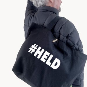 Große Schwarze Statement Tasche #Held - Name Spruch Personalisiert - Neon Beach-Bag Strandtasche - Herren Jumbo Tote Bag Canvas