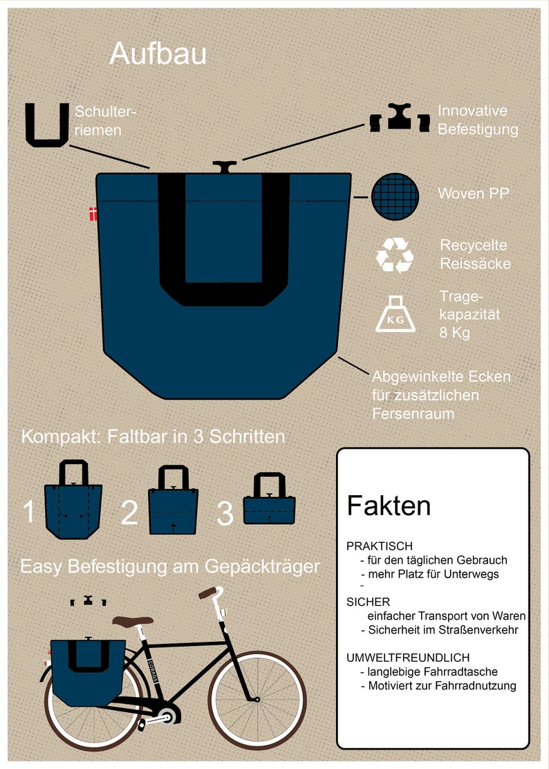 Fahrradtasche mit Botschaft Personalisiert Leichte Einkaufstasche Radfahrer Coole Gepäcktasche Fahrrad Rad 45spaces Bild 8