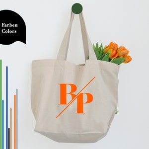 XXL Shopper Personalisiert Geschenk Tasche mit Monogramm Extragroß Initial in vielen Farben Geburtstagsidee Tochter Schulanfang Bild 1