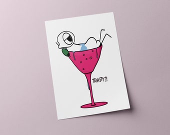 Wandas *Martini* Poster - Comic Art Print Studenten WG - Design Edition Wandaful Life - 45 Spaces - Mit oder ohne Rahmung