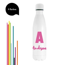 Flasche mit Buchstabe Namen Initial - Trinkflasche Moderner Look - Personalisierte Wasserflasche - Geschenk Design Kult - MissesMueller