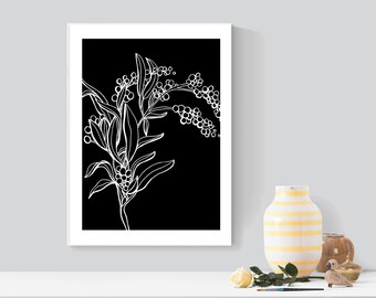 Australisk väggtavla med flätverk i svartvitt - Finns i A4 (210 x 297 mm) eller A3 (297 x 420 mm)