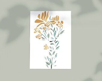 Tryck med gult blomsterarrangemang - A4-format - 210x297 mm (8,3” x 11,7”)