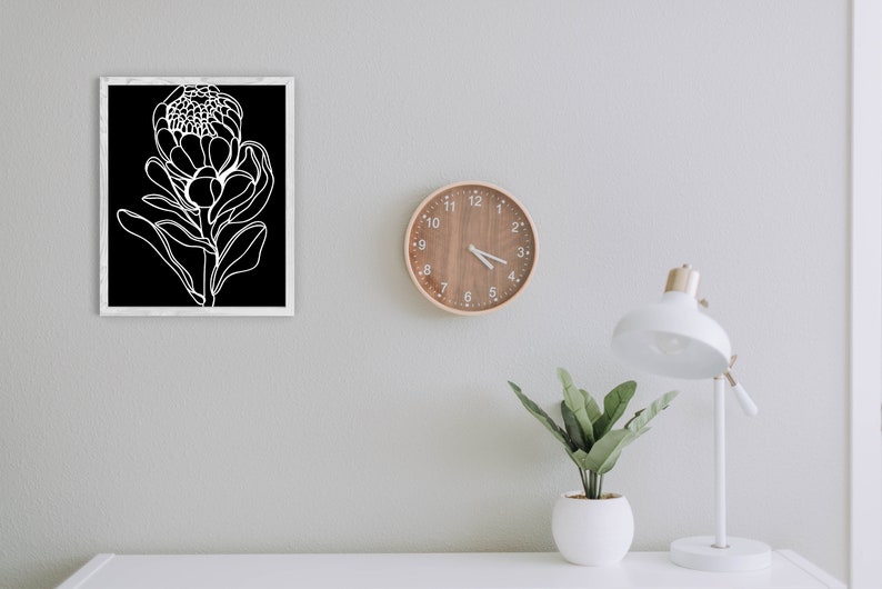 Black and White Protea Flower Wall Art a4 print Australian Artist Minimal Art Prints great for home and office Free Shipping image 4