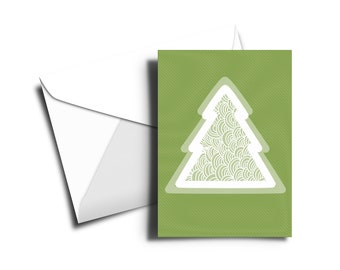 Green Tree Christmas Card | Sustainbly Printed - Christmas, Blank, Cat Pun Card | Australian Artists, Hand Drawn, Eco Friendly