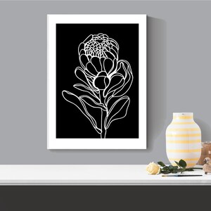 Black and White Protea Flower Wall Art a4 print Australian Artist Minimal Art Prints great for home and office Free Shipping image 9