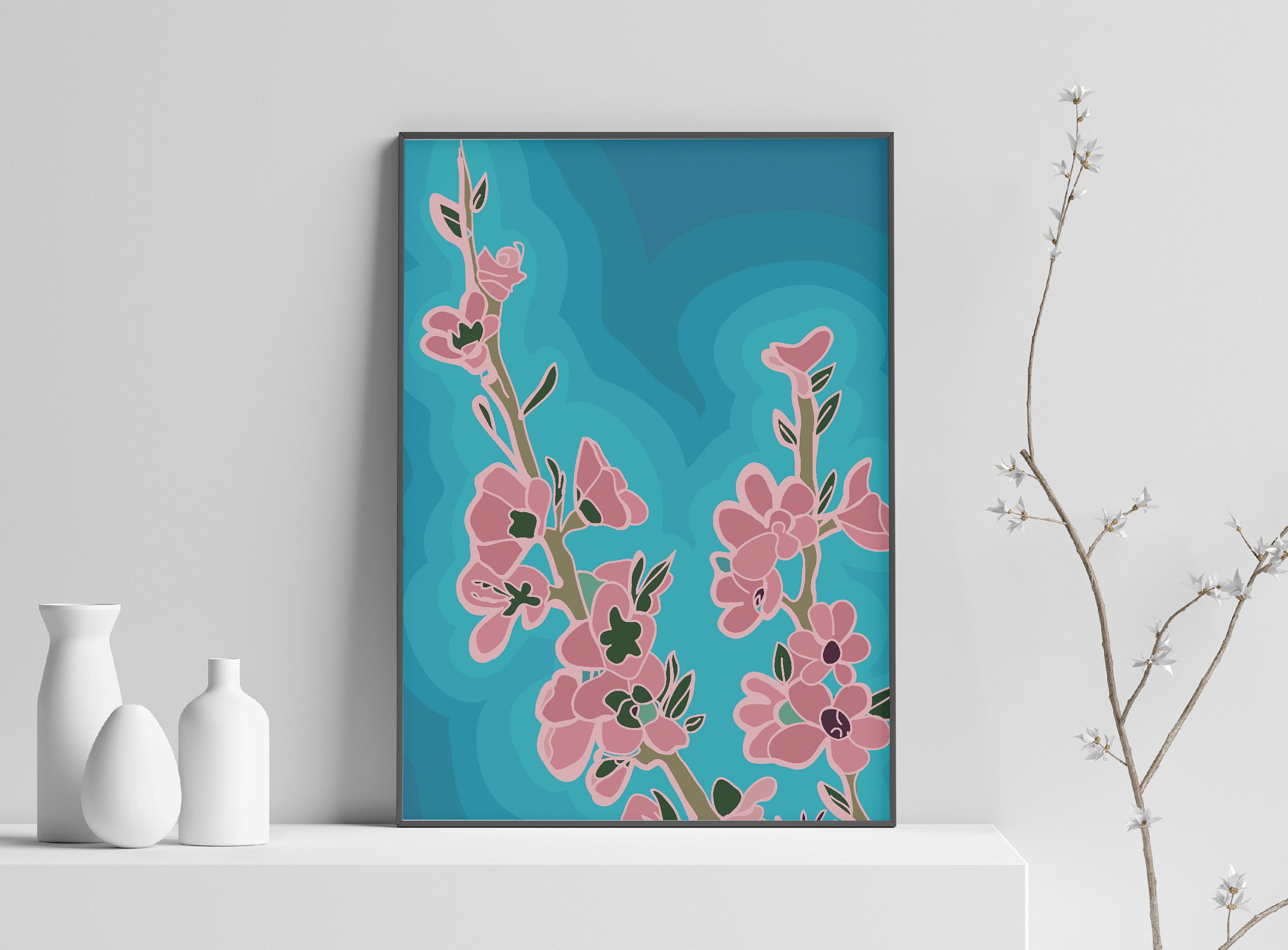 Cherry Blossom Wall Art A3 Australian Artist Print Etsy