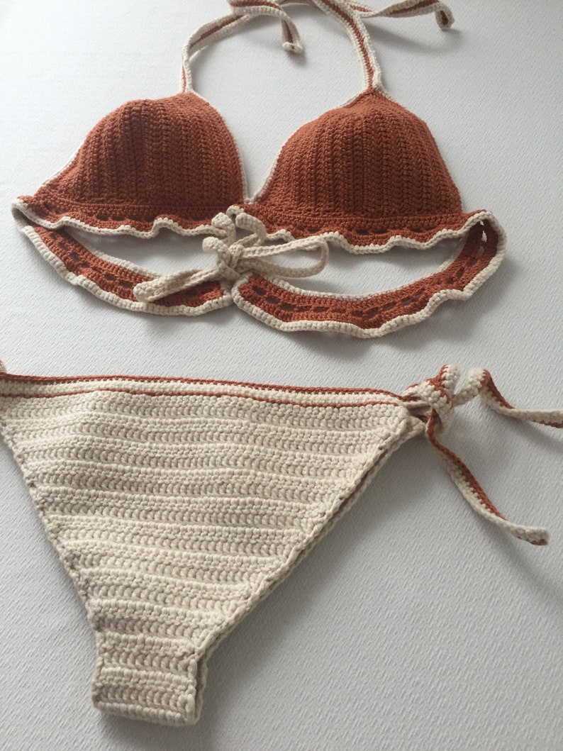 Handmade bikini bikini knitting ginger color Etsy