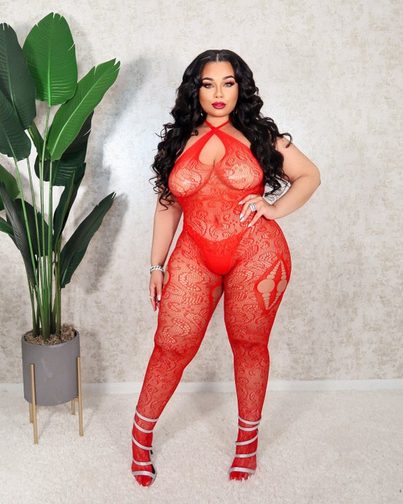 Monif C Plus Size Crotchless Sheer 