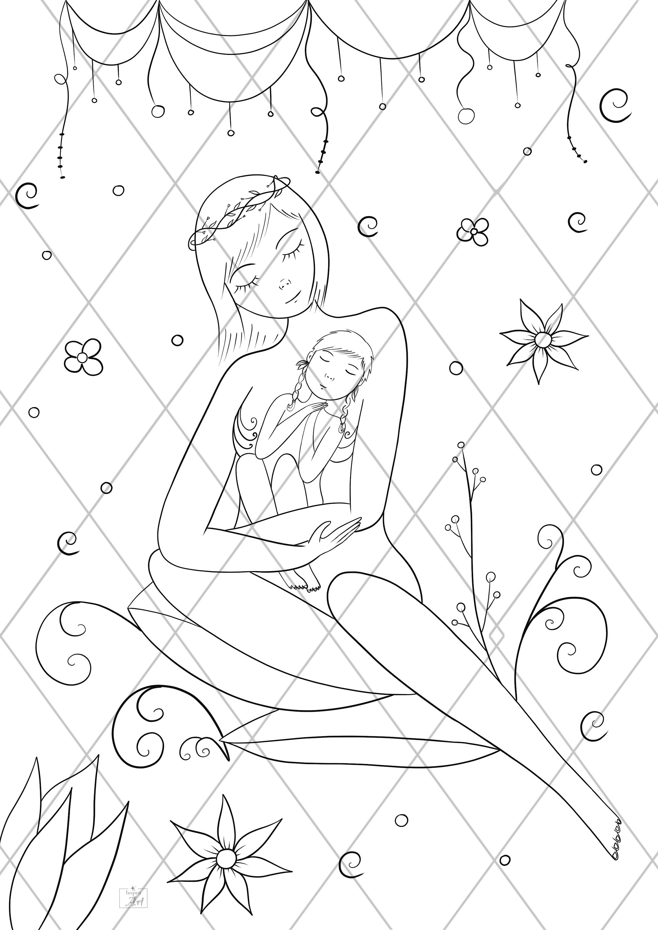 Printable Coloring Page Instant Digital Download woman with | Etsy