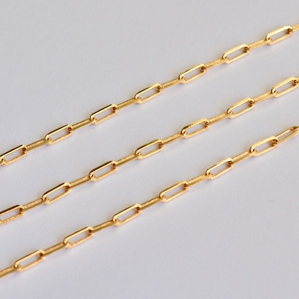 Dainty Paperclip chain Gold filled 5 x 2 mm - Drawn Flat Cable Chain - Rectangle Flat Chain - Gold Fill paperclip bulk - Elongated flat link