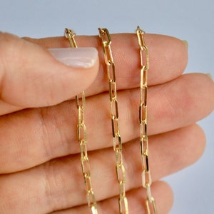 Paperclipketting goud gevuld 6 x 2,5 mm - rechthoekige ketting - paperclipketting aan de voet - getrokken platte kabelketting - rechthoekige platte ketting per bulk