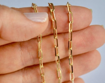 Paperclip chain gold filled 6x2.5mm - rectangle chain - Paperclip Chain by the foot - Drawn Flat Cable Chain - Rectangle Flat Chain by bulk