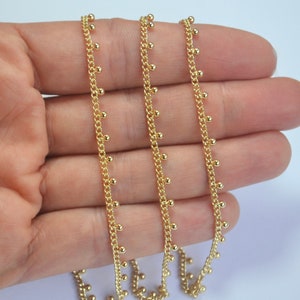 Dainty beaded gold filled chain dot gold chain - Dainty Gold Fill Chain - Gold Filled Chain by the Foot - Gold Filled Wholesale