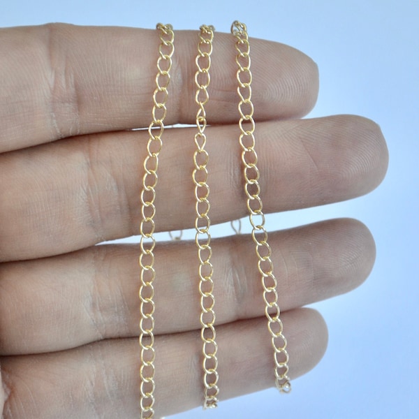 Gold Filled Chain for extender - Extender 3 mm gold filled chain - 14K Gold Chain Wholesale - 3 mm gold chain - Gold Chain by the Foot