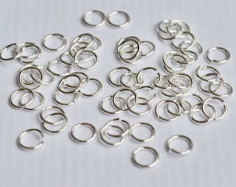 100 anneaux en argent sterling 925 - Anneaux ouverts de 4 mm de diamètre, calibre 22 - Anneaux en argent - Apprêts en argent - Accessoires de bijoux grossiste