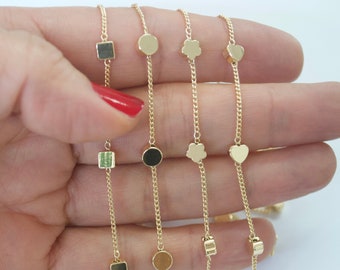 Gold filled chain heart clover star square shape chain - Gold chain by the Foot - Star Link Chain - Gold Filled Wholesale