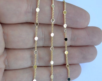 Tiny disc gold filled chain - Dainty circle 14K Gold Chain - Gold chain by the Foot - Gold Filled Chain Wholesale