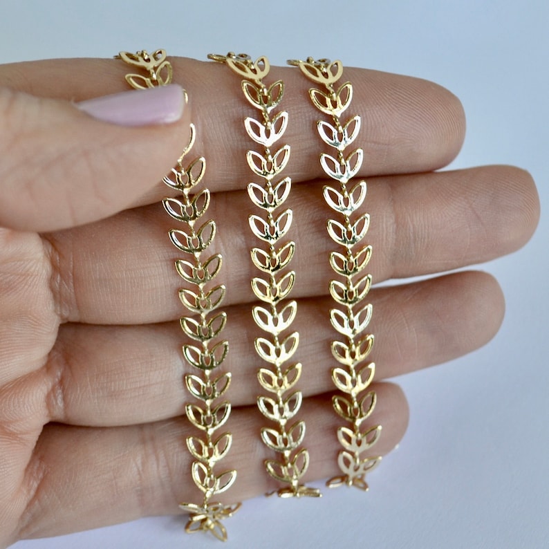 Chevron Gold Filled Chain Feather Gold Filled Chain Arrow Chevron Chain Gold Fill Chain Gold Chain by the Foot Gold Fill Wholesale image 1