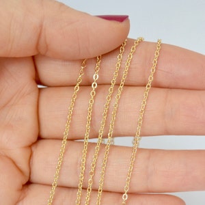 Gold filled cable chain, Flat cable chain 1.3 mm, 14K Gold Chain Wholesale, Gold Chain Bulk, Chain by the Foot image 4