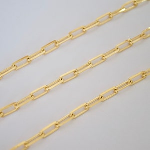 Gold filled Paperclip chain 8 x 3 mm Drawn Flat Cable Chain - Rectangle Flat Chain - Gold Filled paper clip Chain - Elongated flat link