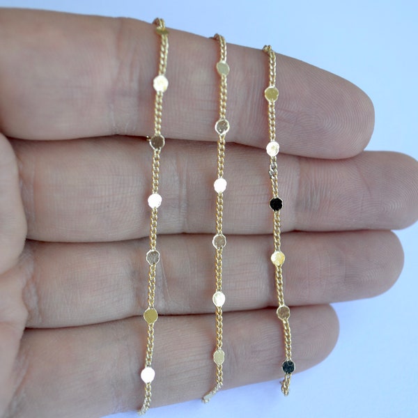 Tiny disc gold filled chain - Dainty circle 14K Gold Chain - Gold chain by the Foot - Gold Filled Chain Wholesale