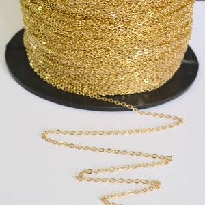 Gold filled cable chain, Flat cable chain 1.3 mm, 14K Gold Chain Wholesale, Gold Chain Bulk, Chain by the Foot image 5