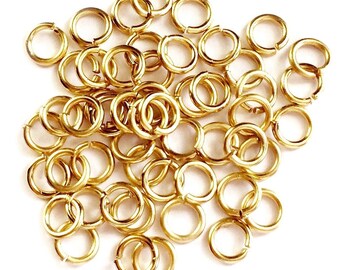 Anneaux de saut remplis d’or 14k 100 pcs - 4mm 22 calibre anneaux de saut ouverts - anneaux de saut en or - Découvertes d’or - Fournitures de bijoux en gros