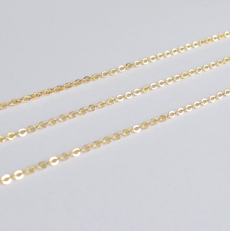 Gold filled cable chain, Flat cable chain 1.3 mm, 14K Gold Chain Wholesale, Gold Chain Bulk, Chain by the Foot image 3