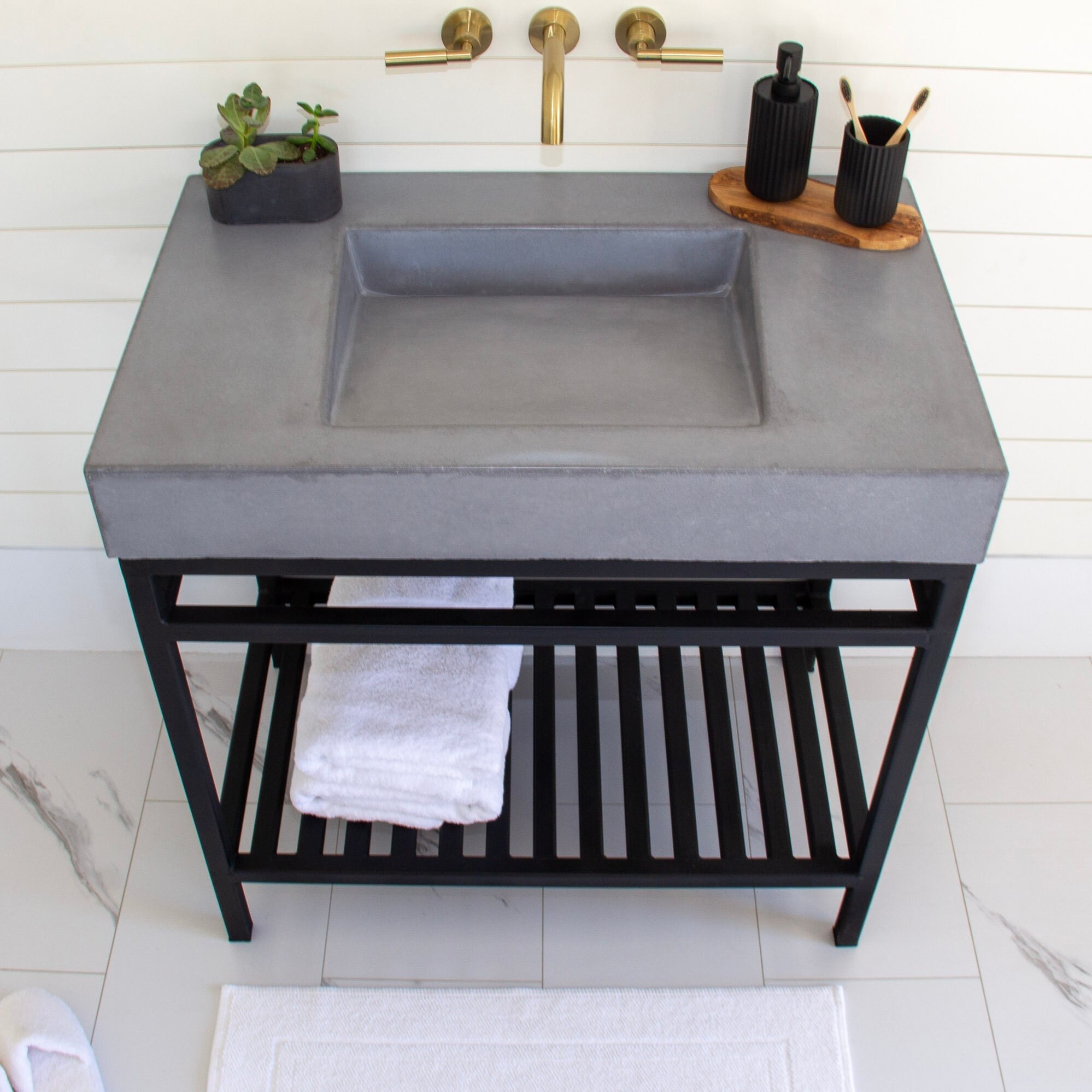 Ramp Sink Vanity concrete 36'' Style metal Base Etsy