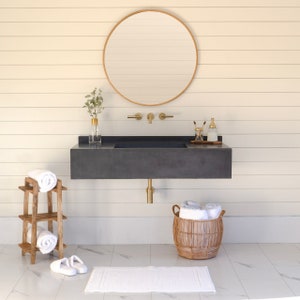 Wall-Hanging Concrete Vanity With Backsplash