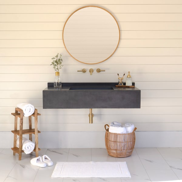 Wall-Hanging Concrete Vanity With Backsplash - 36''