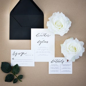 De Mason Wedding Invitation Suite / Gedrukte huwelijksuitnodiging / kalligrafie, minimalistische, eenvoudige huwelijksuitnodiging