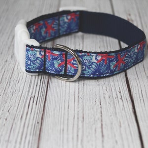 Floral Dog Collar / Coral Dog Collar / Starfish Dog Collar / Blue Dog Collar