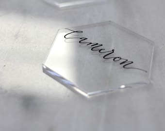 Acrylic Hexagon Wedding Place Cards