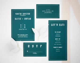 The Katie Wedding Invitation Suite / Printed Wedding Invitation / Modern, Minimalist, Simple Wedding Invitation