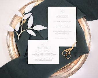 The Hart Wedding Invitation Suite / Printed Wedding Invitation / Classic, Simple Wedding Invitation