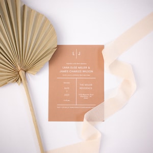 The Lana Wedding Invitation Suite / Printed Wedding Invitation / Minimalist, Simple Wedding Invitation