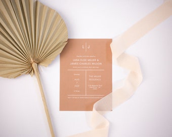 The Lana Wedding Invitation Suite / Printed Wedding Invitation / Minimalist, Simple Wedding Invitation